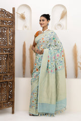 Powder Blue Meenakari Georgette Saree