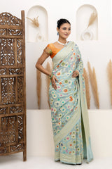 Powder Blue Meenakari Georgette Saree