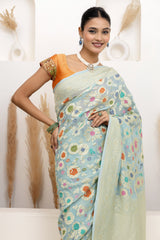 Powder Blue Meenakari Georgette Saree