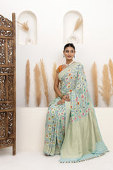 Powder Blue Meenakari Georgette Saree