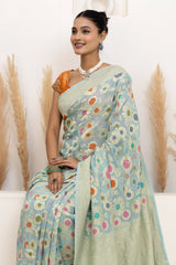 Powder Blue Meenakari Georgette Saree