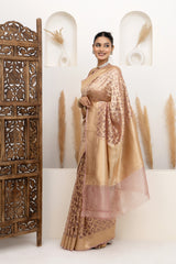 Blush Pink Water Zari Jaal Tissue Saree