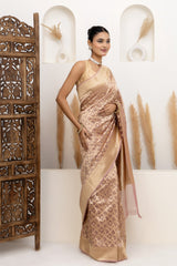 Blush Pink Water Zari Jaal Tissue Saree