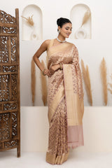 Blush Pink Water Zari Jaal Tissue Saree