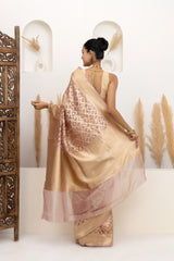 Blush Pink Water Zari Jaal Tissue Saree