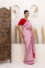 Powder Pink Meenakari Tussar Georgette Saree