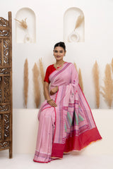 Powder Pink Meenakari Tussar Georgette Saree