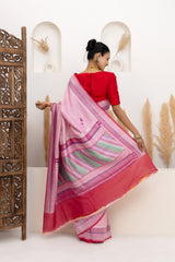 Powder Pink Meenakari Tussar Georgette Saree