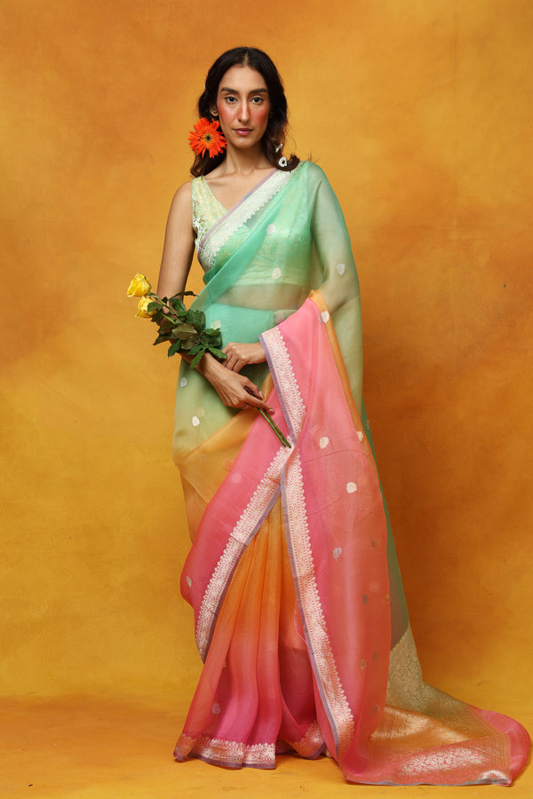Over The Moonflower Organza Saree