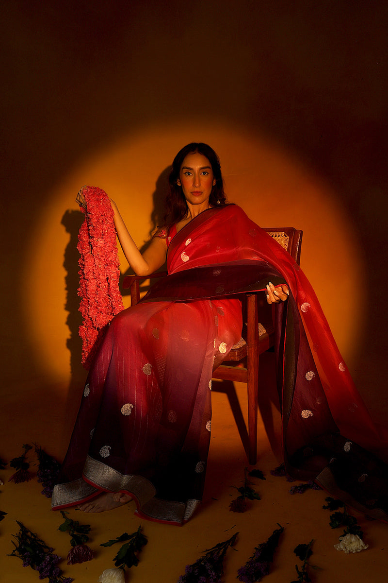 Kiss of Cherry Blossom Georgette Saree