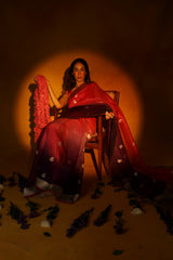 Kiss of Cherry Blossom Georgette Saree