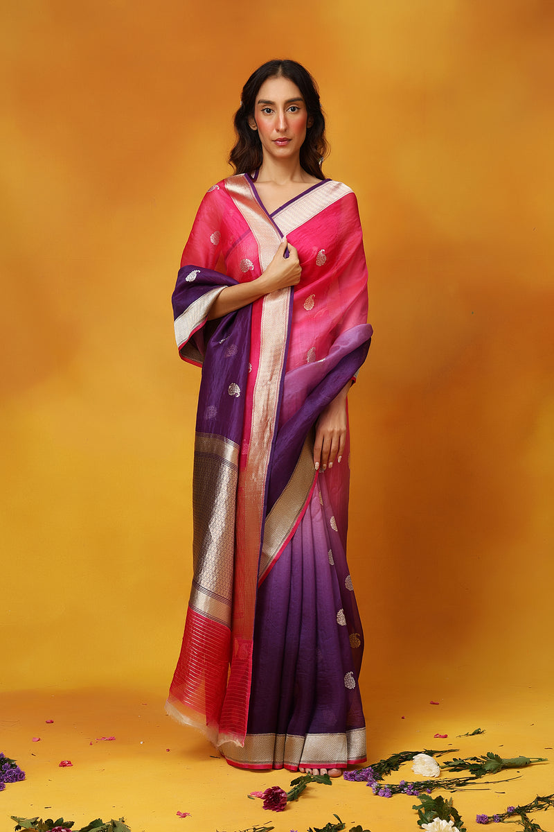 Orchid Whirlwind Organza Saree