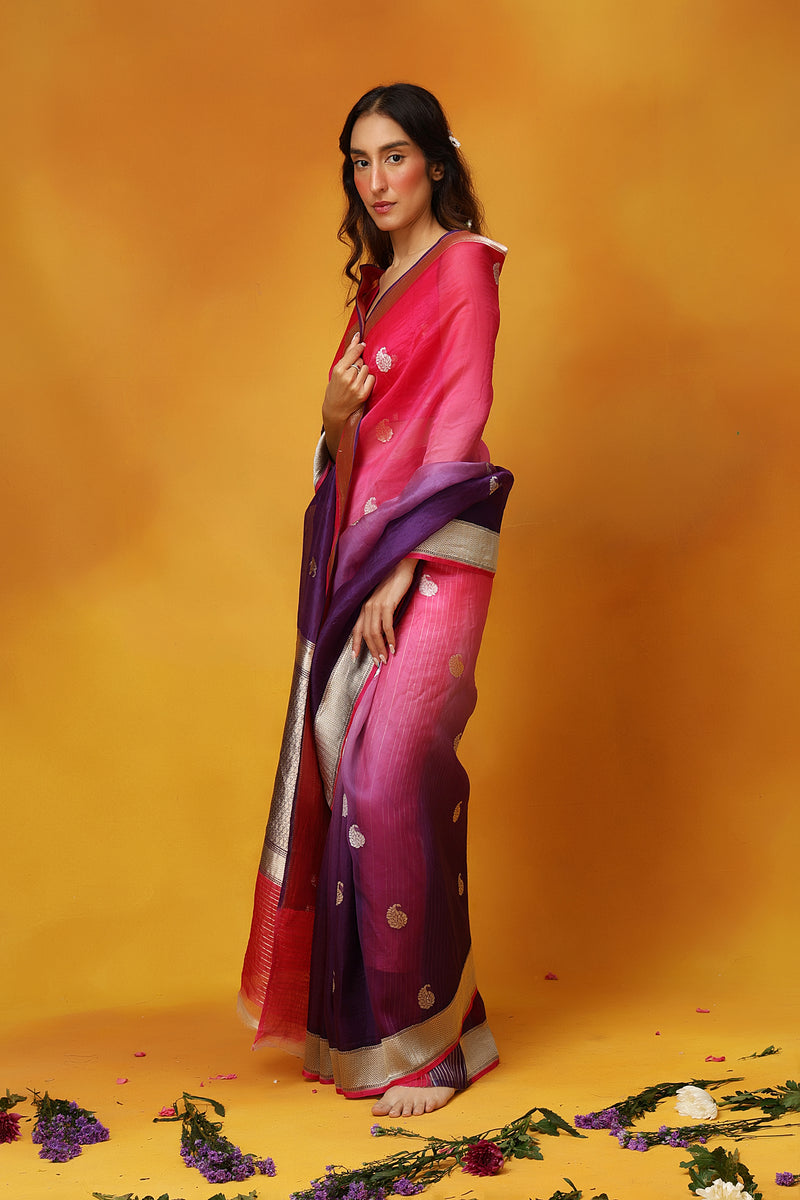 Orchid Whirlwind Organza Saree