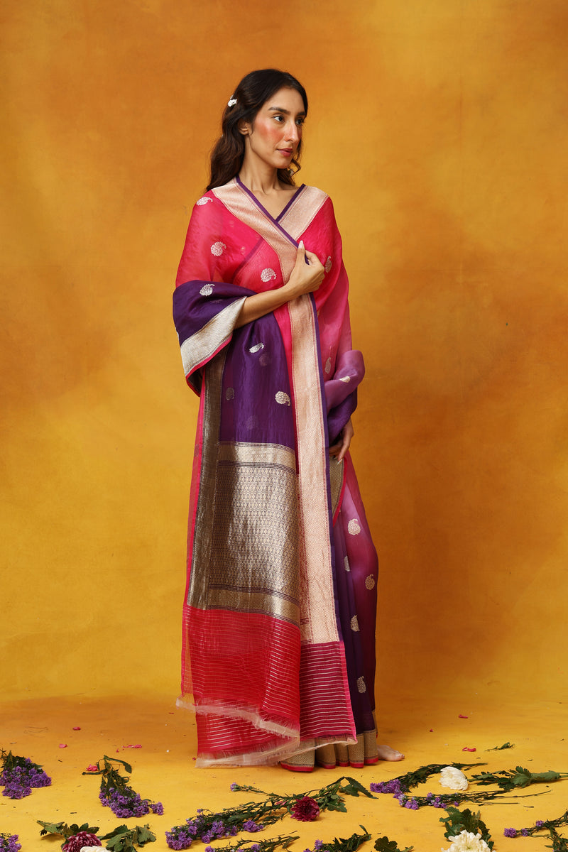 Orchid Whirlwind Organza Saree