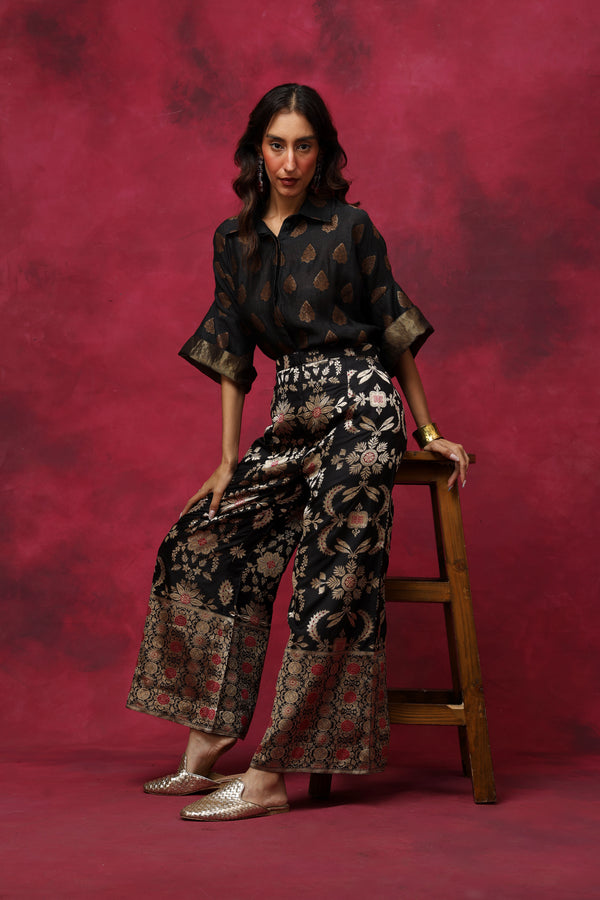 Posy of Black Roses Silk Coord Set