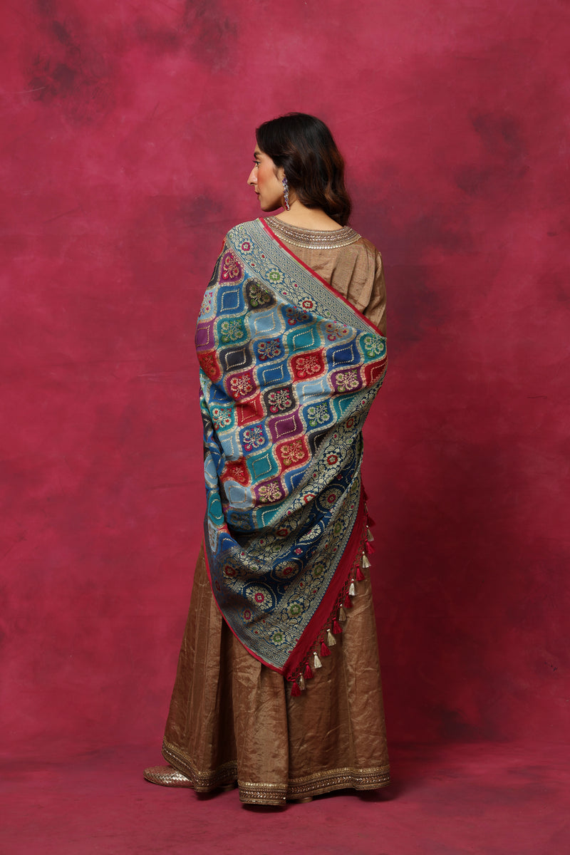 Pop of Poppy Tissue Dupatta