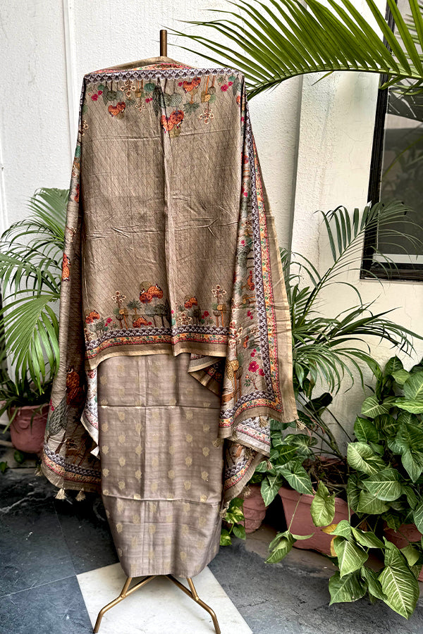 Walnut Brown Bootidar Chanderi Suit Set