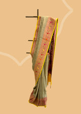 Grey Tussar Georgette Saree with Kalamkari Accents