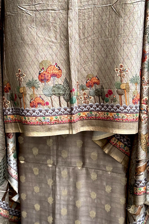 Walnut Brown Bootidar Chanderi Suit Set