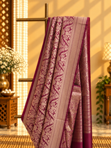 Wine Brocade Silk Saree