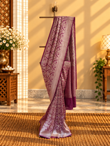 Wine Brocade Silk Saree