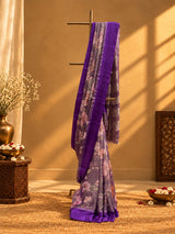Tissue georgette floral printed saree with a satin border and pallu