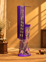 Tissue georgette floral printed saree with a satin border and pallu