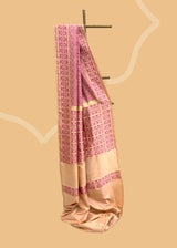 Pink & Cream Tanchoi Silk Benarasi Saree by Roliana