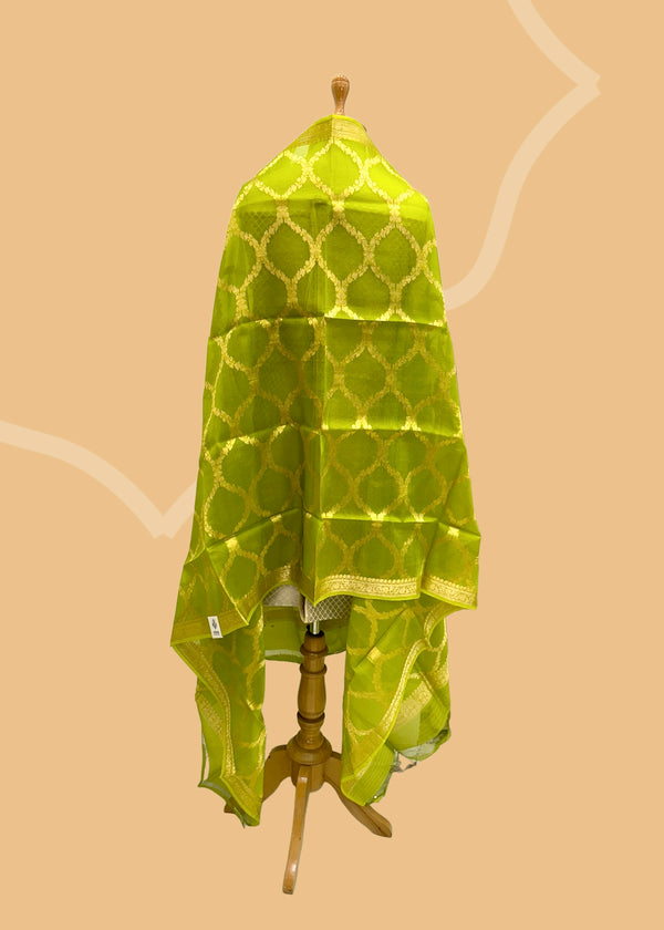 Lime green organza dupatta