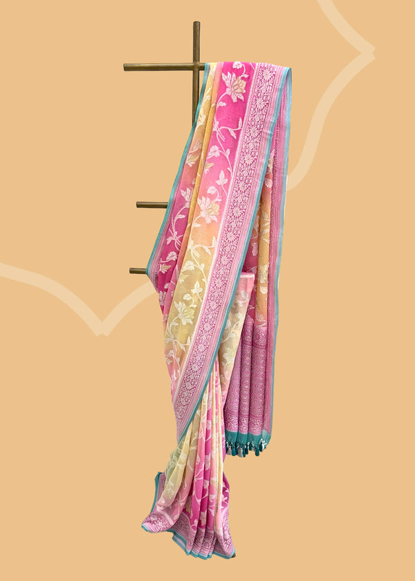 Ombré shaded georgette jaal saree