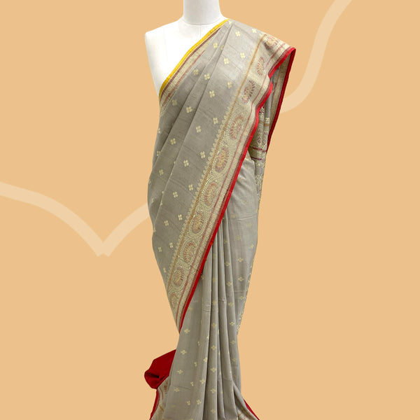 Refreshing Grey Colored Casual Cotton Silk Jacquard Saree