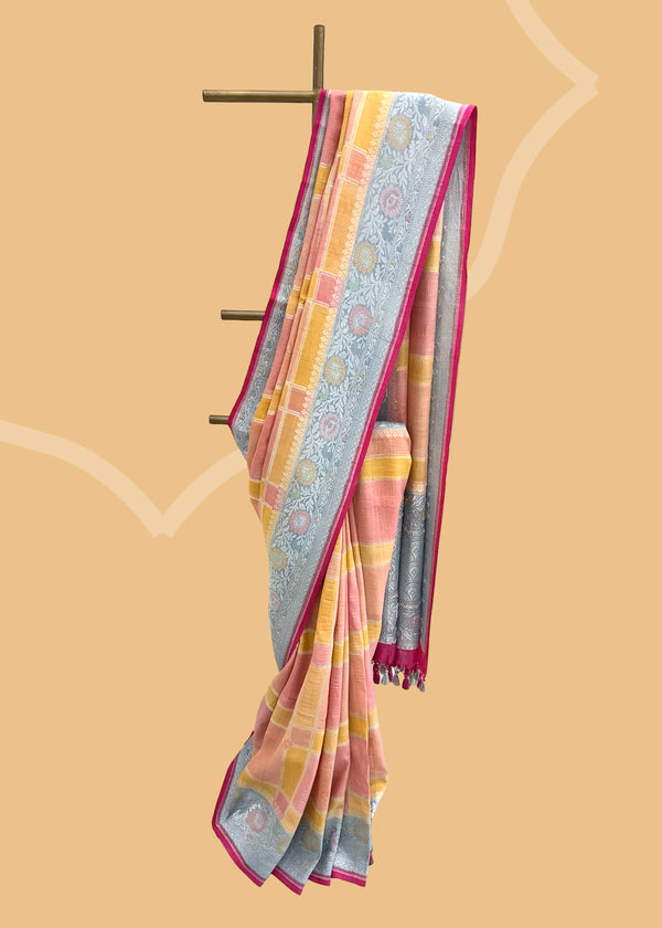 Tussar georgette saree with checks