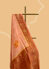 Salmon pink tussar georgette saree