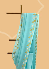 Sky blue georgette saree