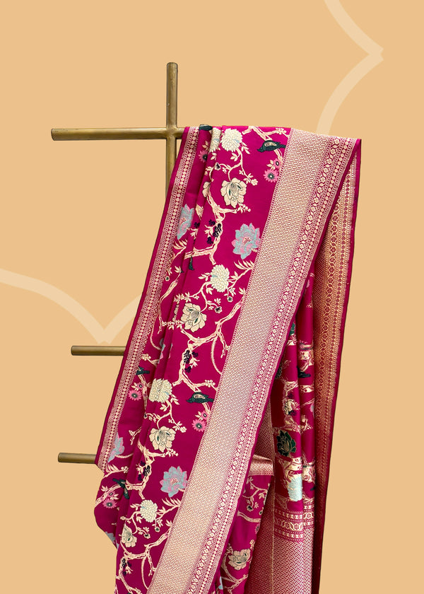 Rani pink silk saree