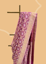 Pink silk tanchoi weave saree