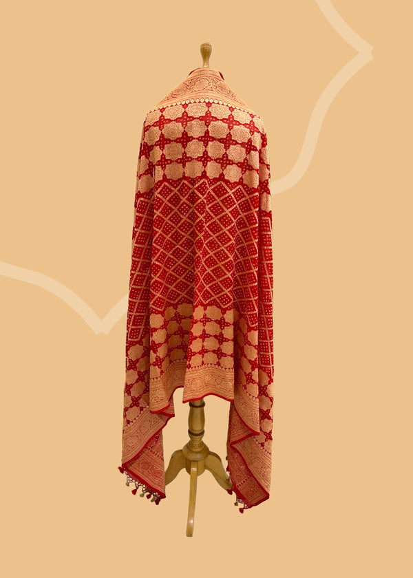 Red banarasi dupatta