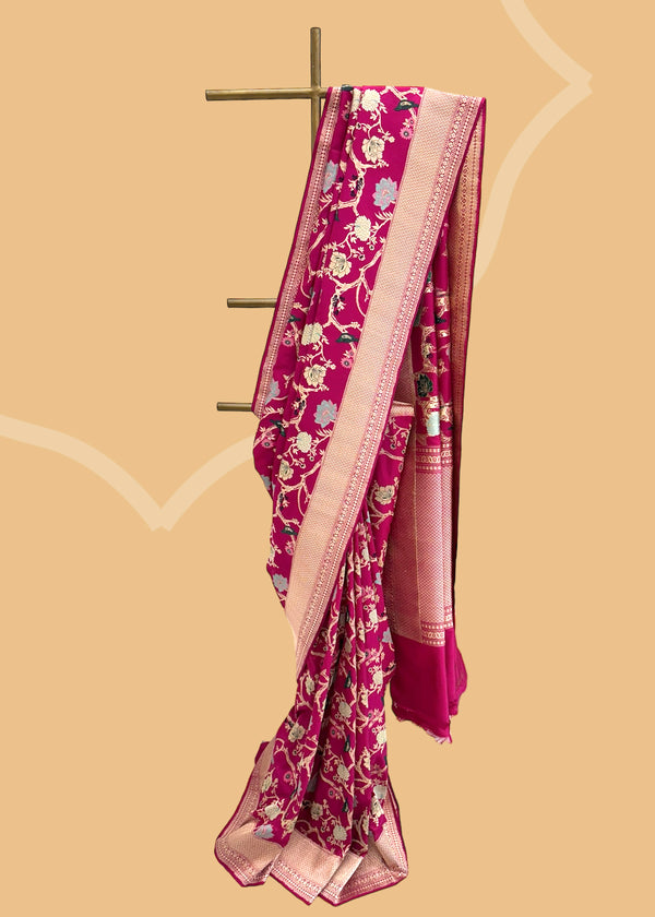 Rani pink silk saree