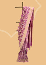 Pink silk tanchoi weave saree