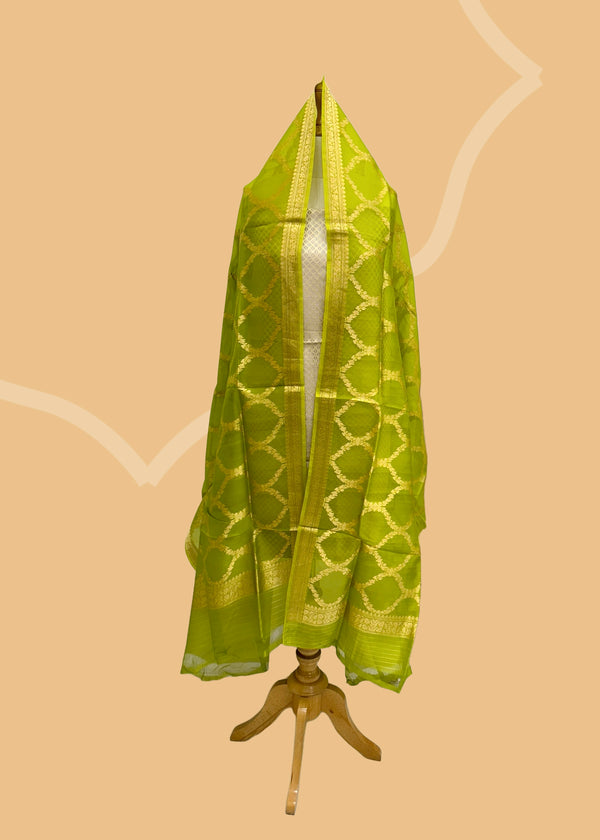 Lime green organza dupatta