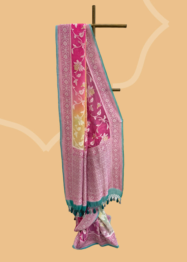 Ombré shaded georgette jaal saree