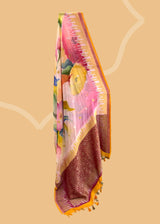 Handpainted tussar georgette saree