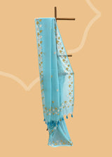 Sky blue georgette saree