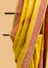 Basanti yellow tussar georgette saree