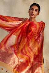 Red Organza Benarasi Dupatta