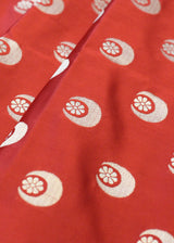 A bright red kadhwa Chand boota woven thaan in silk. Shop pure handloom Benarasi Fabric thaans at Roliana Weaves New Delhi