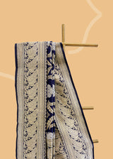 Blue Kadhwa Jangla pure Benarasi handwoven saree by Roliana Weaves New Delhi