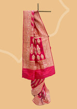 Pink Bridal Silk Benarasi Saree by Roliana Weaves Delhi
