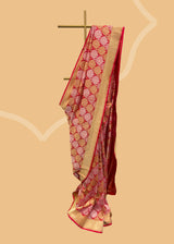 Red bridal pure banarasi silk saree. Shop the best collection of authentic, handwoven, pure benarasi sarees with Roliana New Delhi